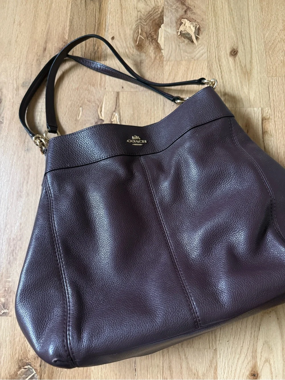 Coach Leather Shoulder Bag in Deep Burgundy